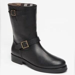 Burberry Wingfield black leather moto combat boots 38 7.5